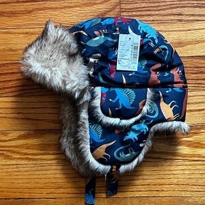 The Children's Place Blue Dinosaur Winter Hat with Faux Fur